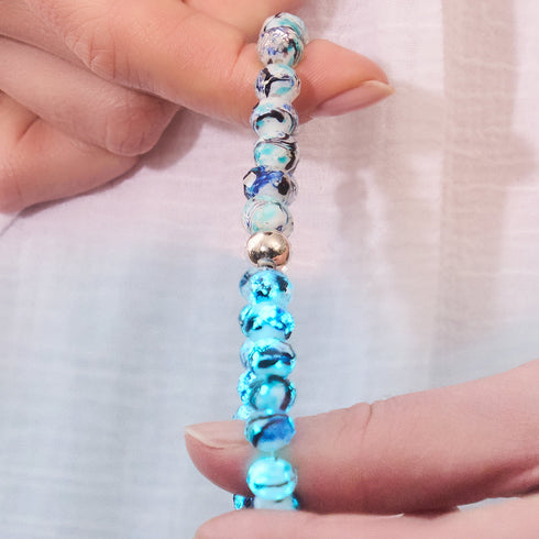 Blue Period | .925 Sterling Silver | Picasso Firefly Glass Diamonds Bracelet